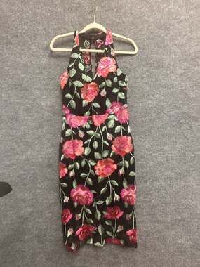 Siena Floral Embroidered Mesh Halter Midi Sheath Dress